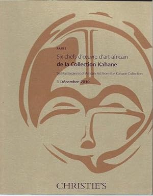 (Auction Catalogue) Christie's, December, 1, 2010. SIX CHEFS D'OEUVRE D'ART AFRICAIN DE LA COLLEC...