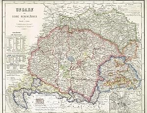 Ungarn und seine Nebenländer. Große Landkarte von Ungarn und seinen Nachbarländern mit kleiner In...