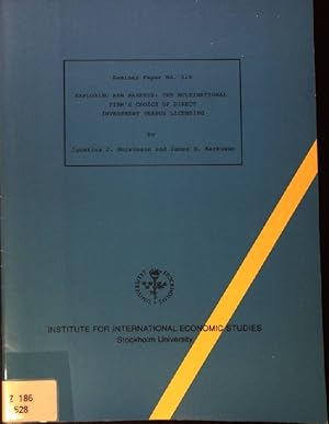 Immagine del venditore per Exploring New Markets: The Multinational Firm's Choice of Direct Investment Versusu Licensing Seminar Paper No. 528 venduto da books4less (Versandantiquariat Petra Gros GmbH & Co. KG)