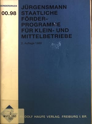 Image du vendeur pour Staatliche Frderprogramme fr Klein- und Mittelbetriebe; Sonderdruck 00.98; mis en vente par books4less (Versandantiquariat Petra Gros GmbH & Co. KG)