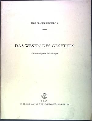 Bild des Verkufers fr Das Wesen des Gesetzes: Phnomenologische Betrachtungen zum Verkauf von books4less (Versandantiquariat Petra Gros GmbH & Co. KG)