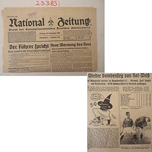 Bild des Verkufers fr National-Zeitung. Organ der Nationalsozialistischen Deutschen Arbeiterpartei. Montag, 26. September 1938 / Jahrgang 9, Nummer 263 Dieses Buch wird von uns nur zur staatsbrgerlichen Aufklrung und zur Abwehr verfassungswidriger Bestrebungen angeboten (86 StGB) zum Verkauf von Galerie fr gegenstndliche Kunst