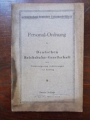 Seller image for Personal-Ordnung der deutschen Reichsbahn-Gesellschaft nebst Einführungserlaß und Erläuterungen for sale by Rudi Euchler Buchhandlung & Antiquariat