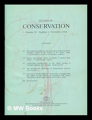 Imagen del vendedor de Studies in conservation : the journal of the International Institute for the Conservation of Historic and Artistic Works; Volume 29, Number 4, November 1984 a la venta por MW Books