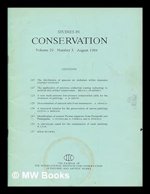 Imagen del vendedor de Studies in conservation : the journal of the International Institute for the Conservation of Historic and Artistic Works; Volume 29, Number 3, August 1984 a la venta por MW Books