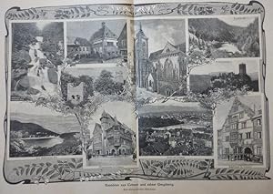 Orig. Holzstich - Elsaß/ Lothringen - Ansicht von Colmar und seiner Umgebung.