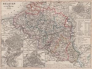 Orig. kolorierter Kupferstich - Belgien - Belgien und Luxemburg.