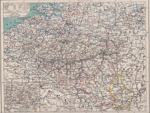 Orig. kolorierter Holzstich - Belgien -Belgien und Luxemburg.