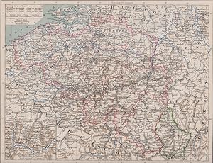 Orig. kolorierter Holzstich - Belgien -Belgien und Luxemburg.