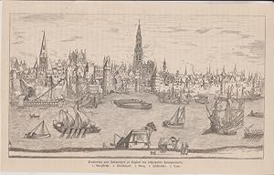 Orig. Holzstich - Belgien - Panorama von Antwerpen zu Beginn des sechzenten Jahrhunderts.