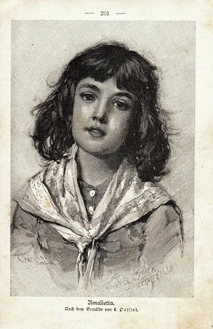 Mädchen Portrait Amalietta Original Stich Engraving 1895