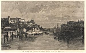 Rom - Der Tiber und der Convent von Santa Sabina auf dem Aventin - Original Holzstich Engraving