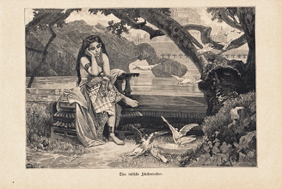 Eine indische Fürstentochter - Original Holzstich Engraving
