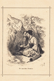 Ein japanisches Brautpaar - Original Holzstich Engraving