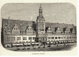 Leipzig Altes Rathaus Sachsen Original Stich 1880 Engraving