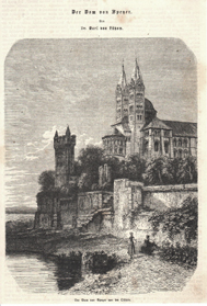 Dom Speyer Ostseite Rheinland Pfalz Stich 1863 Engraving