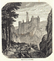 Schloss Burg Ruine Montaigle Onhaye Belgien Original Stich 1863 Engraving