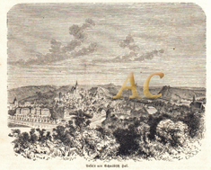 Stadtansicht Schwäbisch Hall Baden Württemberg Original Stich 1863 Engraving