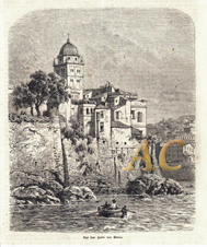 Aus dem Hafen von Genua Genova Italien Ligurien Original Stich 1863 Engraving