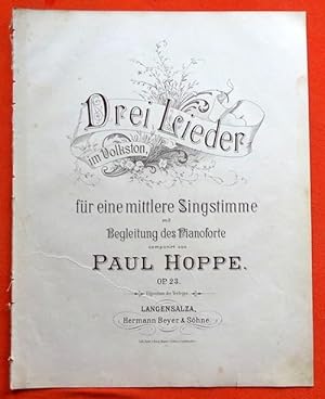 Bild des Verkufers fr Drei Lieder im Volkston fr eine mittlere Singstimme mit Begleitung des Pianoforte Op. 23 zum Verkauf von ANTIQUARIAT H. EPPLER