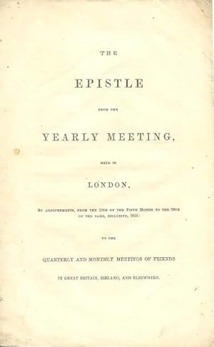 Seller image for The Epistle From the Yearly Meeting, Held in London.To the Quarterly and Monthly Meetings in Great Britain. for sale by Lincbook