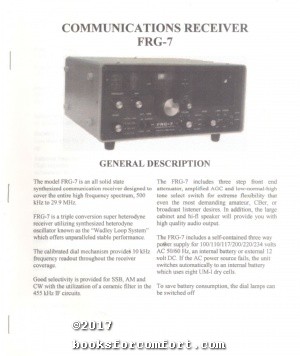 Bild des Verk�ufers f�r Communications Receiver FRG-7 zum Verkauf von booksforcomfort