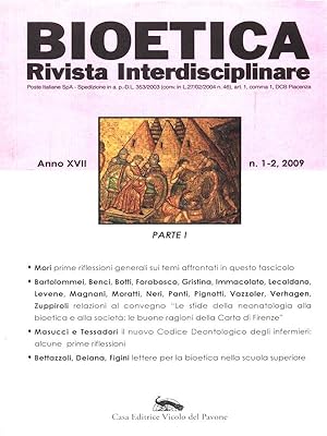 Bild des Verkufers fr Bioetica. Anno XVII n. 1-2, 2009 - Parte I zum Verkauf von Librodifaccia