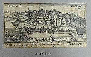 Seller image for Portiuncula, seu ecclesia S. Mariae Angelorum Windhagii. Anonymer Kupferstich um 1670, 4,5 x 8,5 cm for sale by Antiquariat Johannes Mller