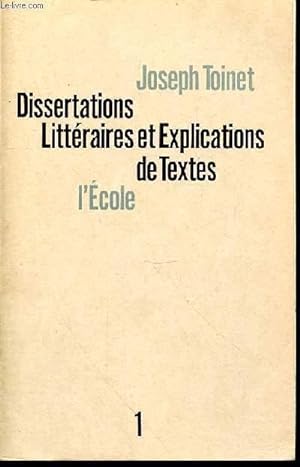 Seller image for DISSERTATIONS LITTERAIRES ET EXPLICATIONS DE TEXTES - HUITIEME EDITION - N135 for sale by Le-Livre