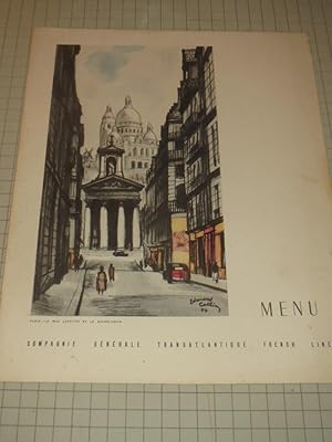 Seller image for 1954 Compagnie Generale Transatlantique French Line Menu - Paquebot "Ile De France" Diner De Gala Menu for sale by rareviewbooks