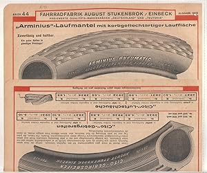 Imagen del vendedor de Fahrradfabrik August Stukenbrok, Einbeck. Erste Spezialfirma fr Fahrrder, Pneumatiks und Sportartikel. Preiswerte Qualitts-Markenrder Deutschland und Teutonia. Seite 43/44, Ausgabe 1930. Hier wird nur Fahrradzubehr (u.a. Teutonia-Prima-Drahtreifen) angeboten. Dekorative Abbildungen! a la venta por GAENSAN Versandantiquariat