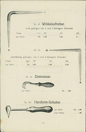 1919 - Graphik - Winkelaufreiber - Zinkreisser - Nietendöpper Aus Katalog mit Preisschlüssel.