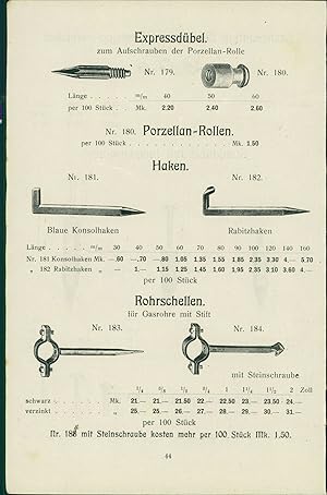 1919 - Graphik: Expressdübel - Rohrschellen - Ziermuttern - Stahldübel mit Innengewinde Aus Katal...