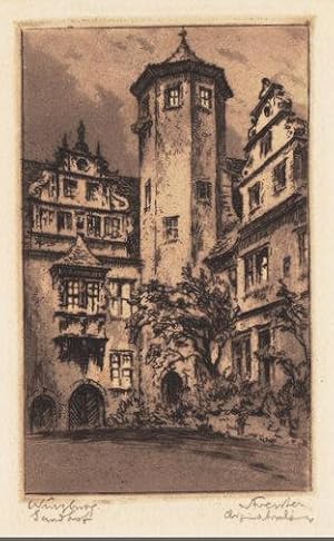 Seller image for Wrzburg. Sandhof. Signierte und betitelte Originalradierung um 1930. 12,3 x 7,7 cm (Druck) for sale by Klaus Schneborn