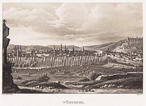 Würzburg. Ansicht von Norden. Stst. v. Tanner nach Hesselbach. ca. 1845. 10,1 x 15,6 cm.