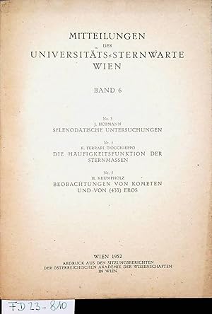 Mitteilungen der Universitäts-Sternwarte Wien. Band 6 Nr. 3-5 (= Abdruck aus den Sitzungsberichte...