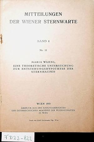 Mitteilungen der Universitäts-Sternwarte Wien. Band 4 Nr. 11 (= Abdruck aus den Sitzungsberichten...