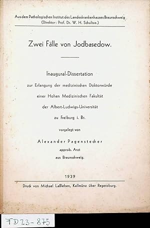 Bild des Verkufers fr Zwei Flle von Jodbasedow. Freiburg i. B., Med. Diss., 14. Nov. 1939 zum Verkauf von ANTIQUARIAT.WIEN Fine Books & Prints