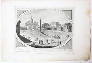 Image du vendeur pour [Antique print, etching and engraving, Rome] Veduta della Piazza e Basilica di S. Pietro in Vaticano; From:'Nuova Raccolta di 25 vedute antiche e moderne di Roma e sue vicinanze, incise a bulino da celebri incisori' N. de Antoni, published ca. 1800. mis en vente par Antiquariaat Arine van der Steur / ILAB