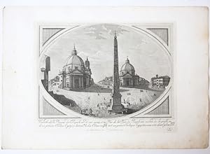 [Antique print, etching and engraving, Rome] Veduta della Piazza del Popolo .; From:'Nuova Raccol...