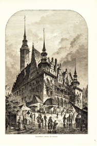 Rathaus Breslau Polen Schlesien Brieg Silesia Original Stich Engraving