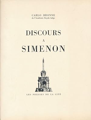 Bild des Verkufers fr Discours  Simenon zum Verkauf von LIBRAIRIE GIL-ARTGIL SARL