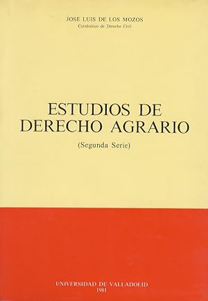 Bild des Verkufers fr Estudios de derecho agrario. (Segunda Serie). zum Verkauf von Libreria Oreste Gozzini snc