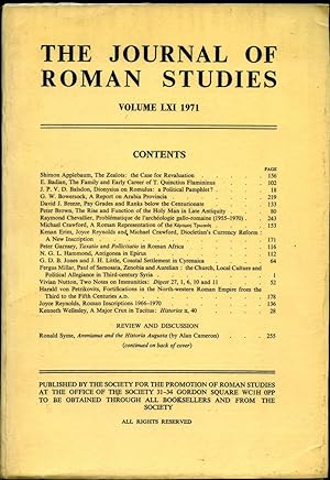 Image du vendeur pour The Journal of Roman Studies | Volume LXI (61) | 1971 mis en vente par Little Stour Books PBFA Member