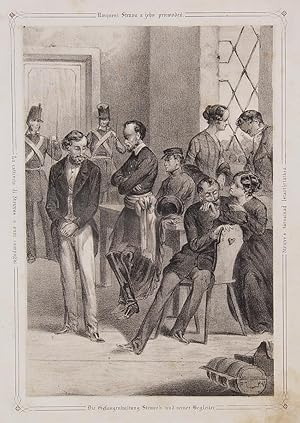 "Die Gefangennahme Struves und seiner Begleiter (am 8.April 1848)" originale Kreide-Lithographie ...