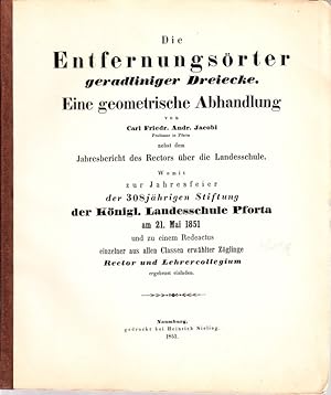 Die Entfernungsörter geradliniger Dreiecke. Eine geometrische Abhandlung. (Umschlagtitel)