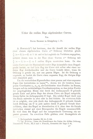 Bild des Verkufers fr Ueber die reellen Zge algebraischer Curven. zum Verkauf von Antiquariat Krikl