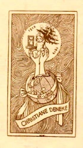 Bild des Verkufers fr Exlibris fr Christiane Deneke. Klischedruck in Gold von Mathilde Ade. zum Verkauf von Antiquariat Heinz Tessin