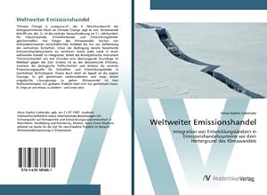 Image du vendeur pour Weltweiter Emissionshandel : Integration von Entwicklungslndern in Emissionshandelssysteme vor dem Hintergrund des Klimawandels mis en vente par AHA-BUCH GmbH