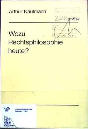 Bild des Verkufers fr Wozu Rechtsphilosophie heute?; zum Verkauf von books4less (Versandantiquariat Petra Gros GmbH & Co. KG)